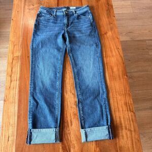 Raffaello Rossi Women's Blue Cuffed Straight Leg Jeans Size 31